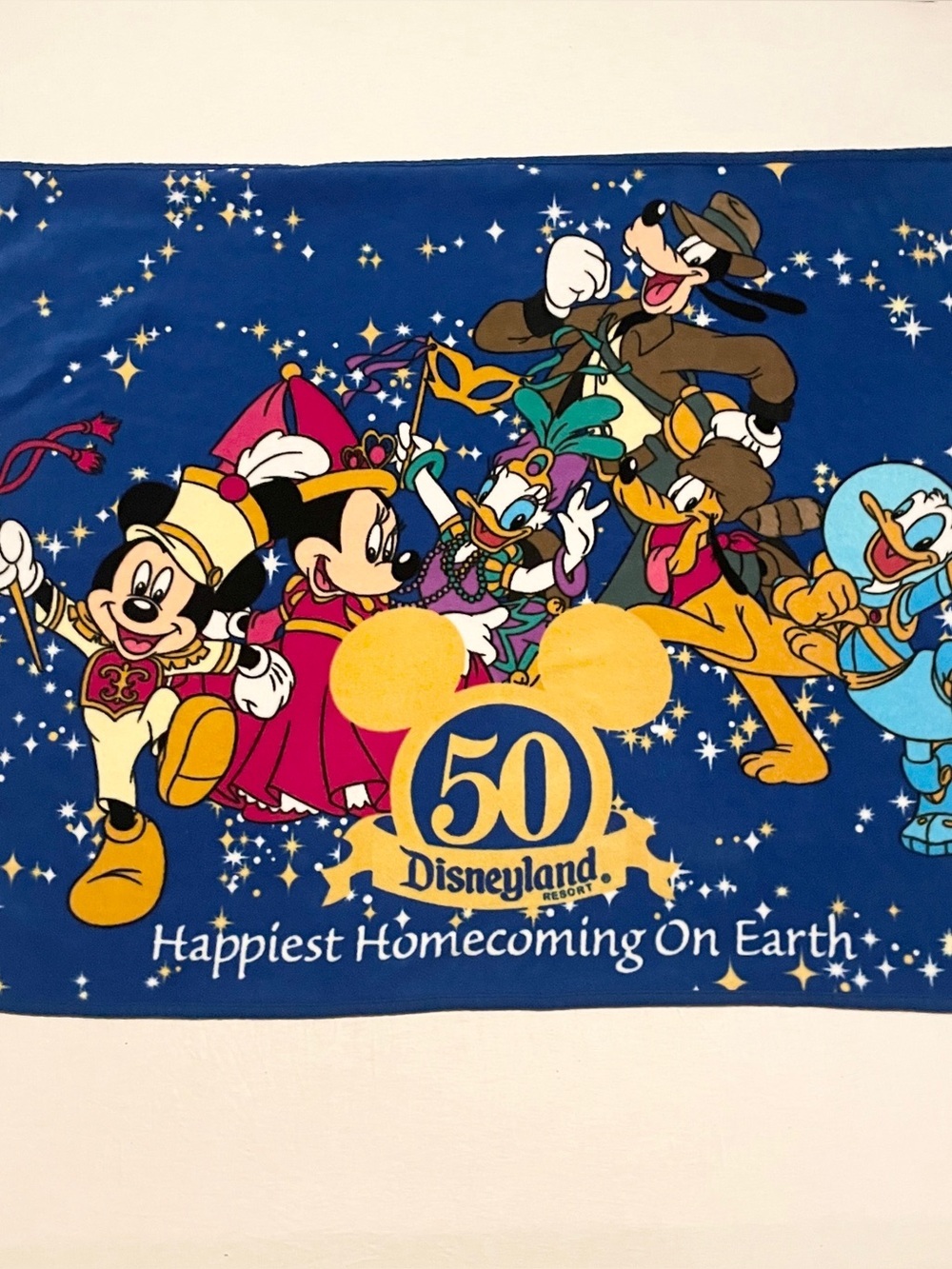 Vntg Disney 50th Anniversary Fleece Throw Blanket Disneyland Resort